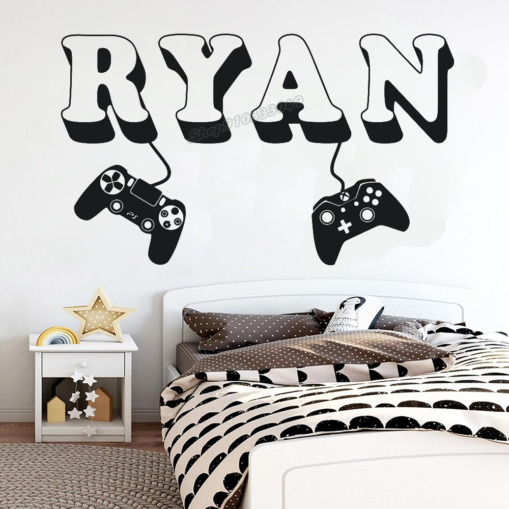 Gaming Console Room - Gamer wall Sticker Custom Name Controller
